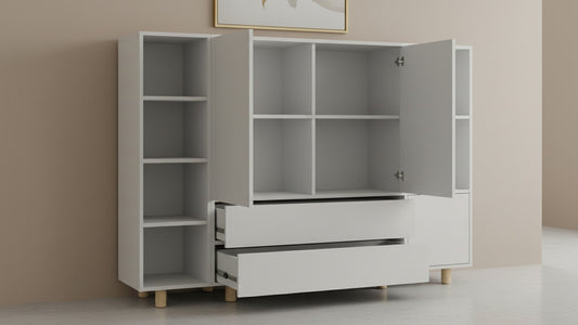 En geç 15 iş günü içinde kargoda, Kargo bedava! Raflı ve Çekmeceli Şifonyer Dolap Ünitesi